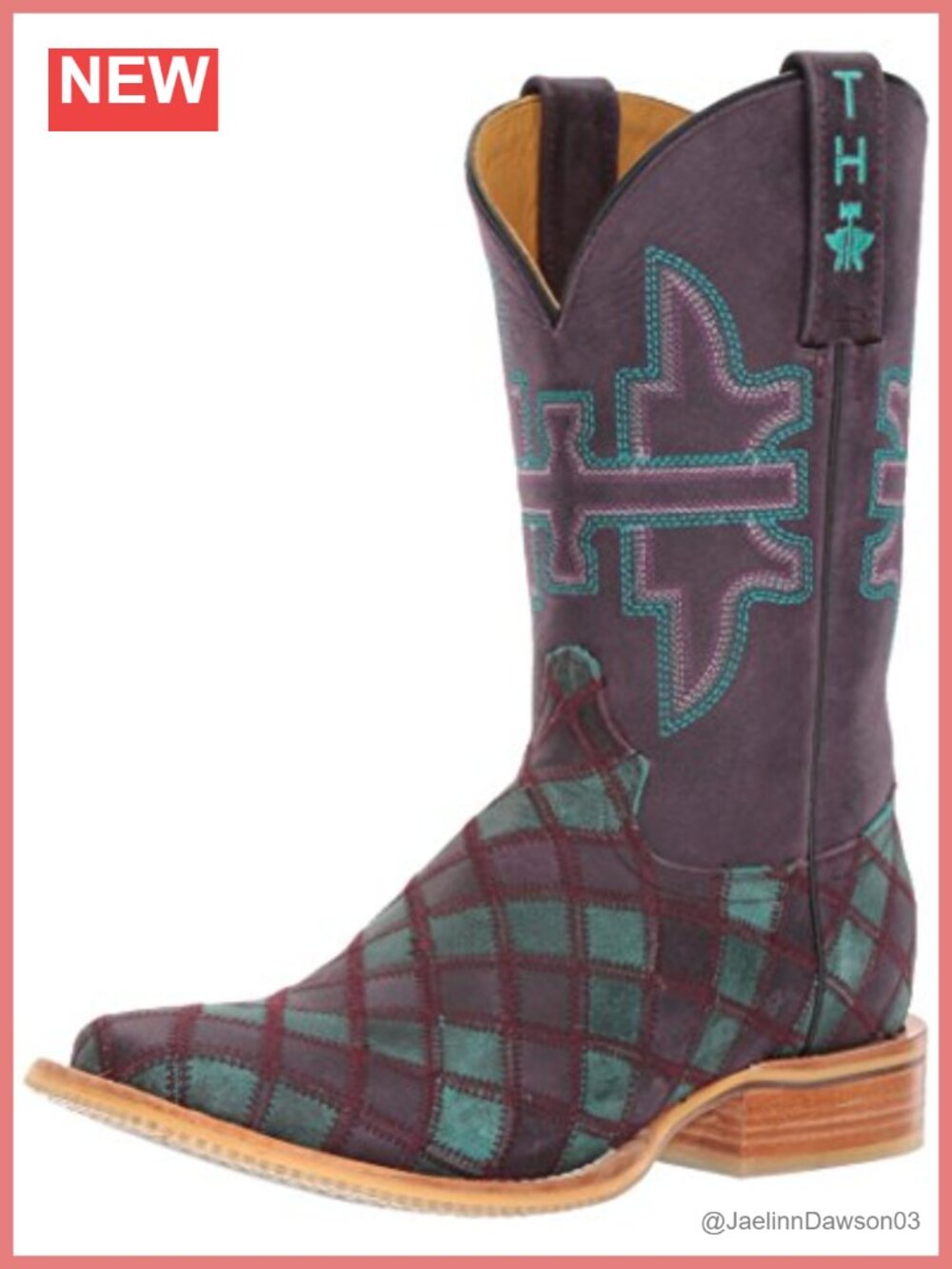 Women's Western Mid-Calf Boots with Embroidery Block Heel Pull-On
